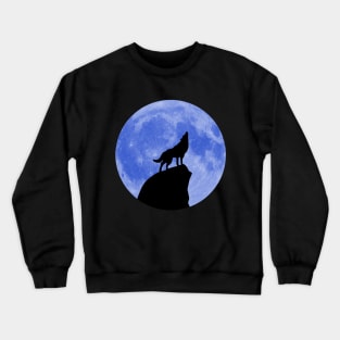 Wolf Howling at a Blue Moon Crewneck Sweatshirt